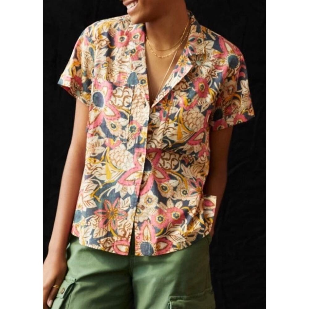 Anthropologie pilcro printed surf blouse - size small